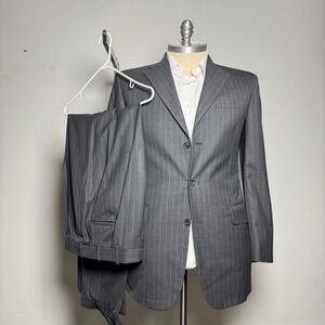 Classic Men's Gray Pinstripe Suit Jacket & Trousers